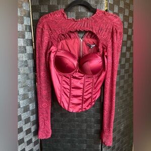 Fashion Nova Burgundy Lace Bustier